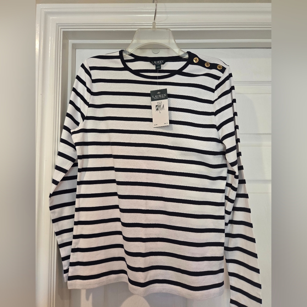 Lauren Ralph Lauren Women's Striped Black and White Shirt